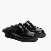 Penny Mule | Black Shearling
