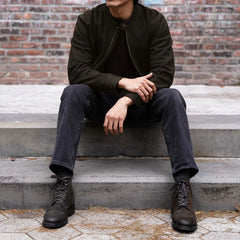 Racer Jacket | Dark Olive Suede