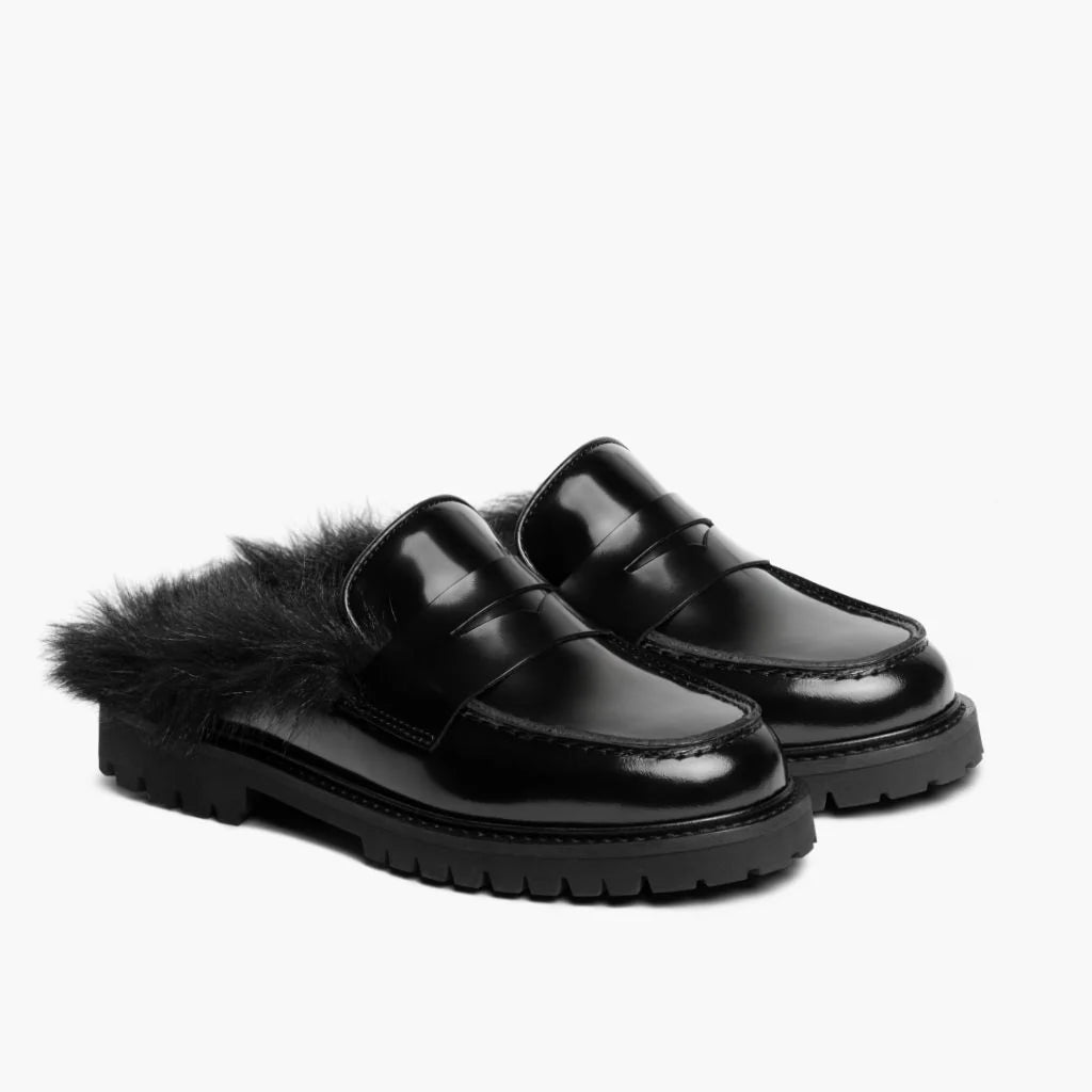 Penny Mule | Black Shearling