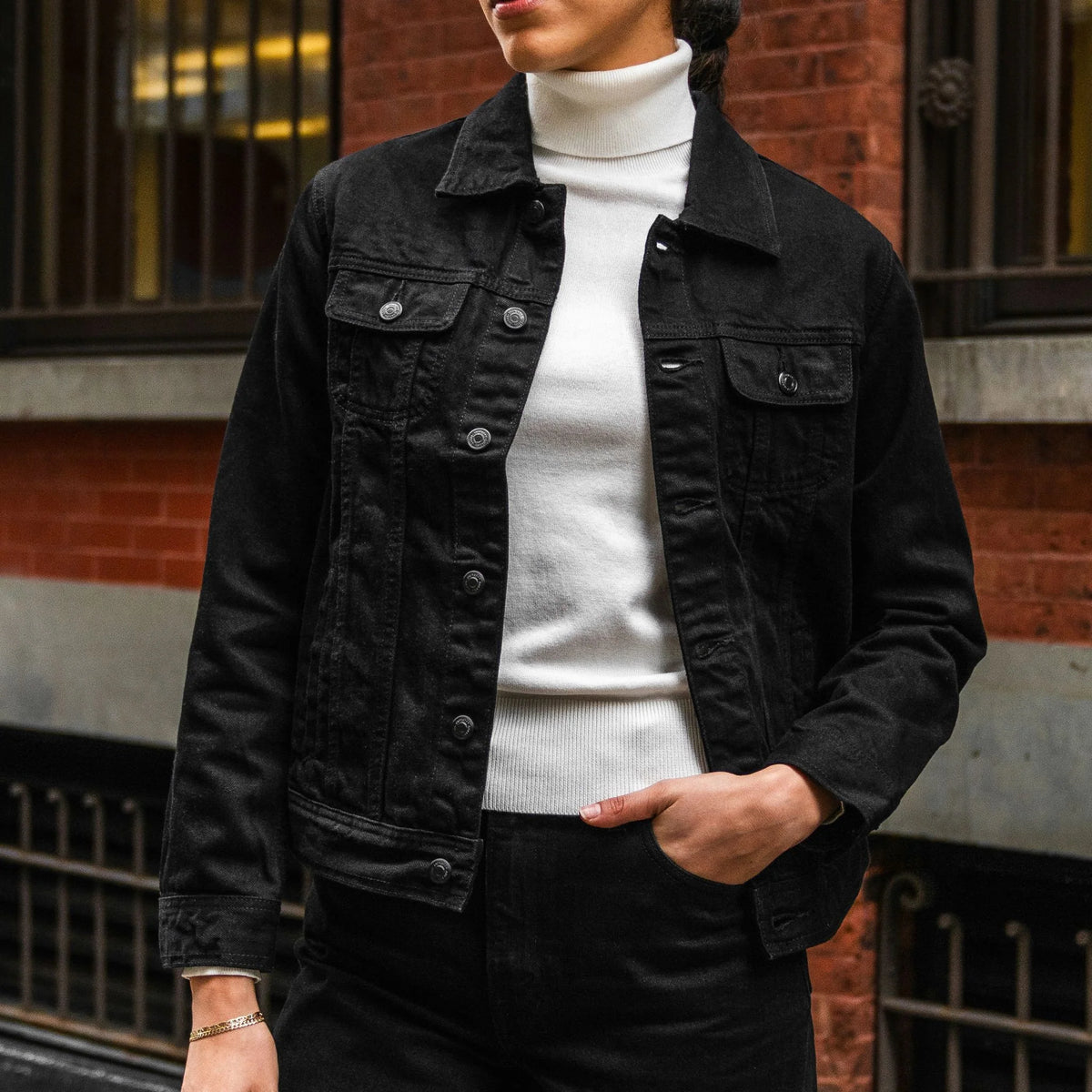 Denim Trucker Jacket | Black